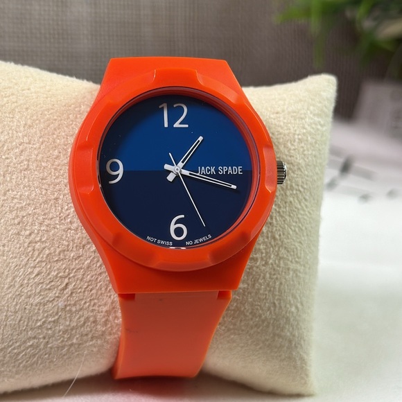 Jack Spade Men's Repp Stripe Red Orange Watch Silicone Band Quartz - Picture 1 of 10